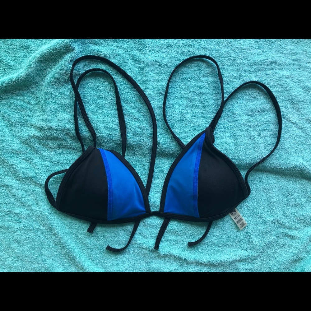 PINK blue/black triangle bikini top